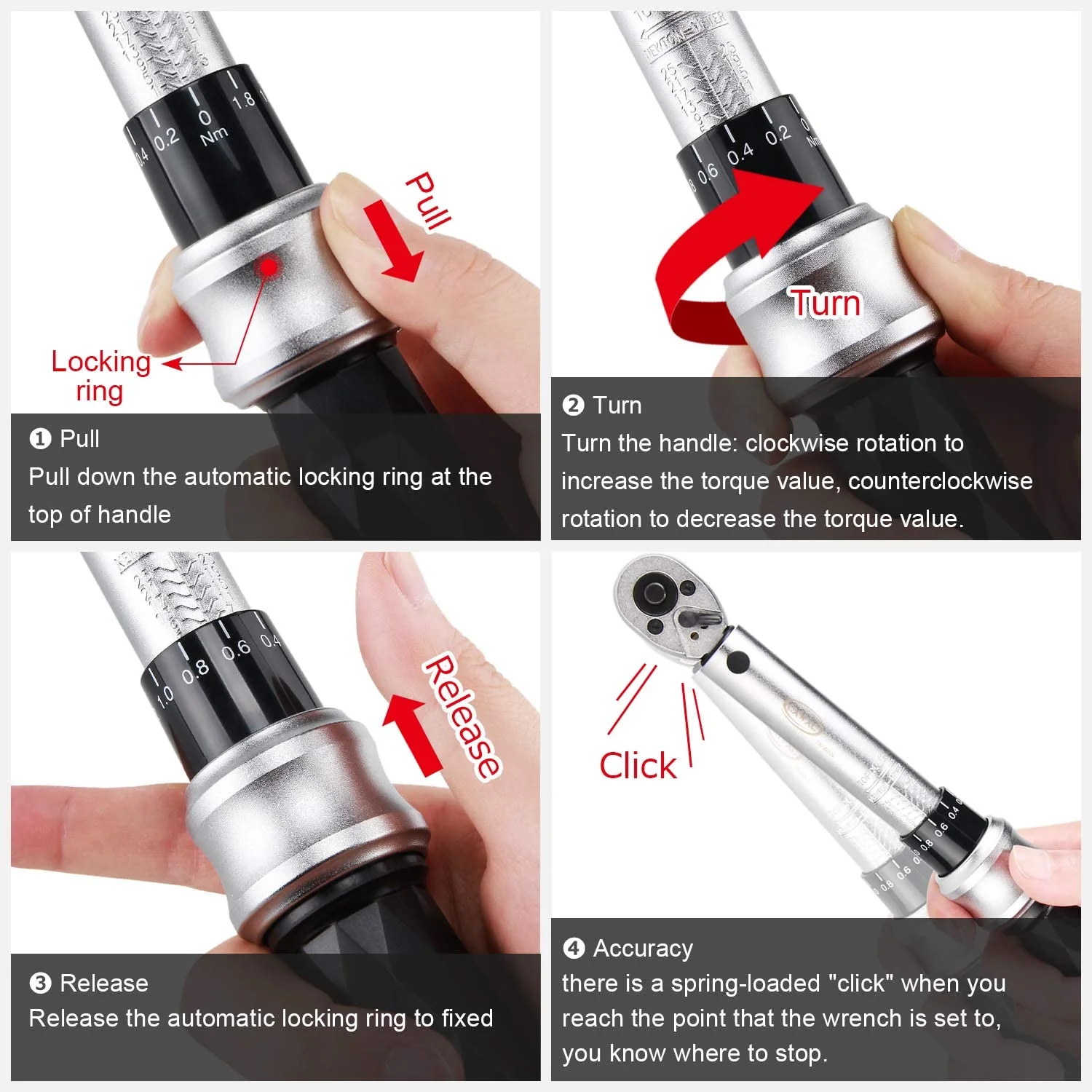 Bike Torque Wrench Set 1/4” Drive | ชุดประแจทอร์คจักรยาน 1–25Nm | พร้อมหัวบิต Allen, Torx, Philip และแกนต่อขยาย