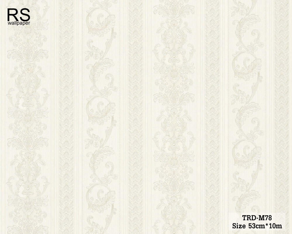 วอลเปเปอร์ ลายคลาสสิคผสมลายทาง โทนสีขาว TRD-M78
