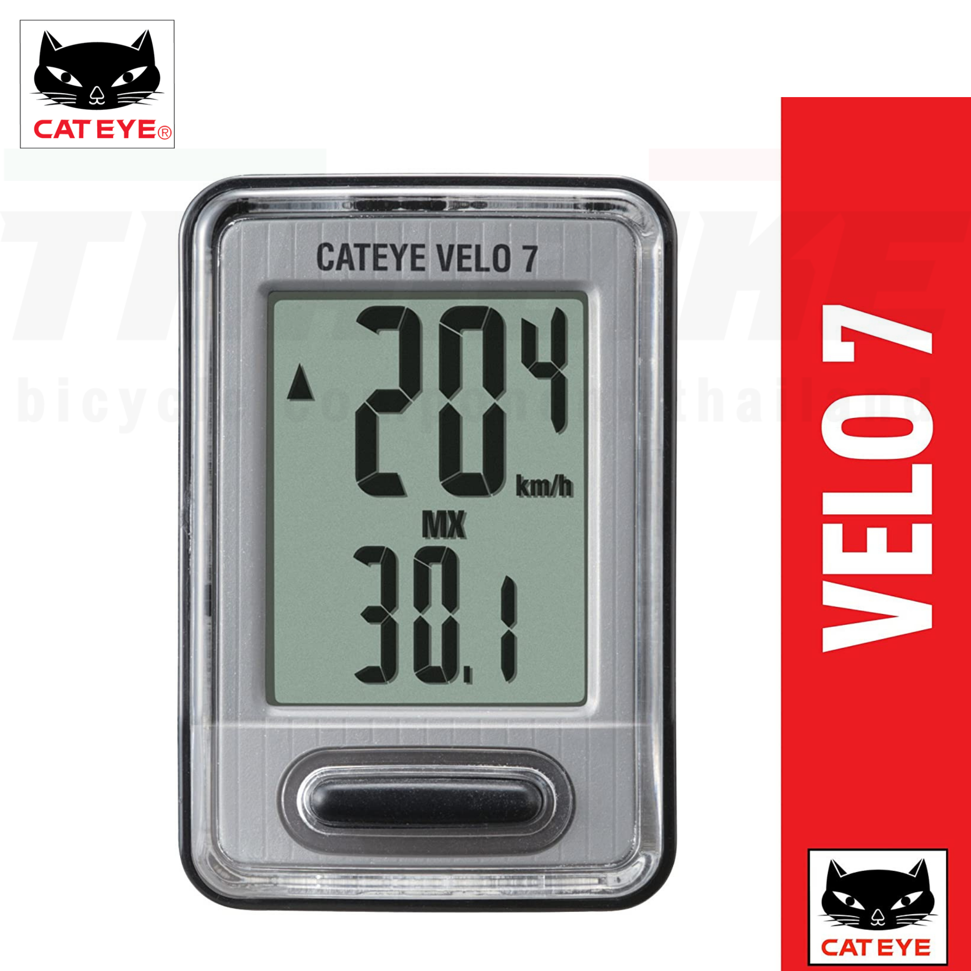 ไมล์จักรยาน CATEYE VELO 7/VELO 9 แบบมีสาย สีดำ วัดความเร็วจักรยาน ระยะทาง