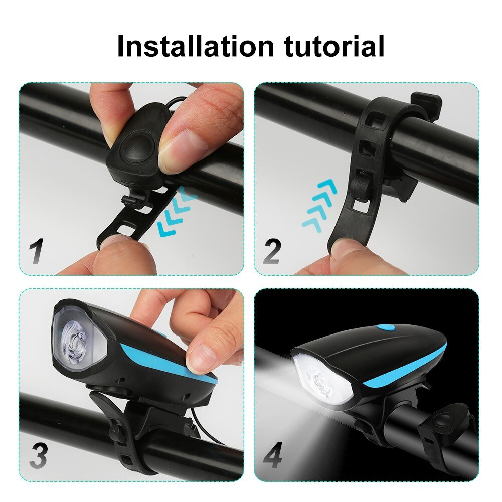 ไฟหน้าจักรยานแบบพร้อมแตรในตัว TB01 250 ลูเมนส์ Bike Light Waterproof