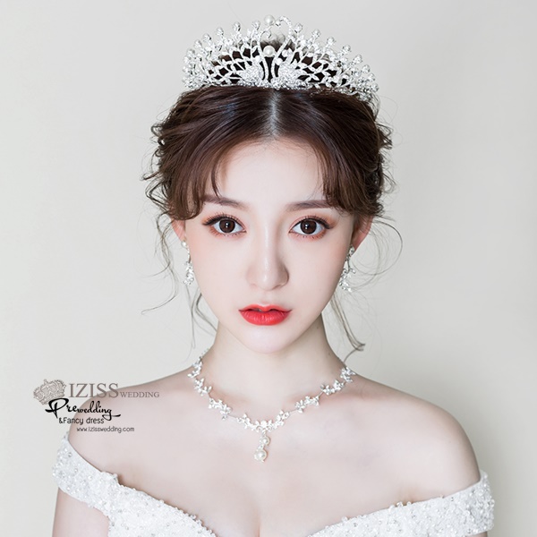 AC020 **พรีออเดอร์**เทียร่า มงกุฎเพชร ต่างหู สร้อยคอเจ้าสาว ชุดเครื่องประดับเจ้าสาวสวยหรูดุจเจ้าหญิง