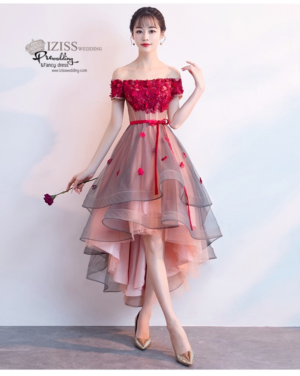 DS038 - Pre order ชุดราตรี เดรสสั้นออกงาน (short dresses) ชุดไปงานแต่งงานสวยๆ "ธีมสีแดง"