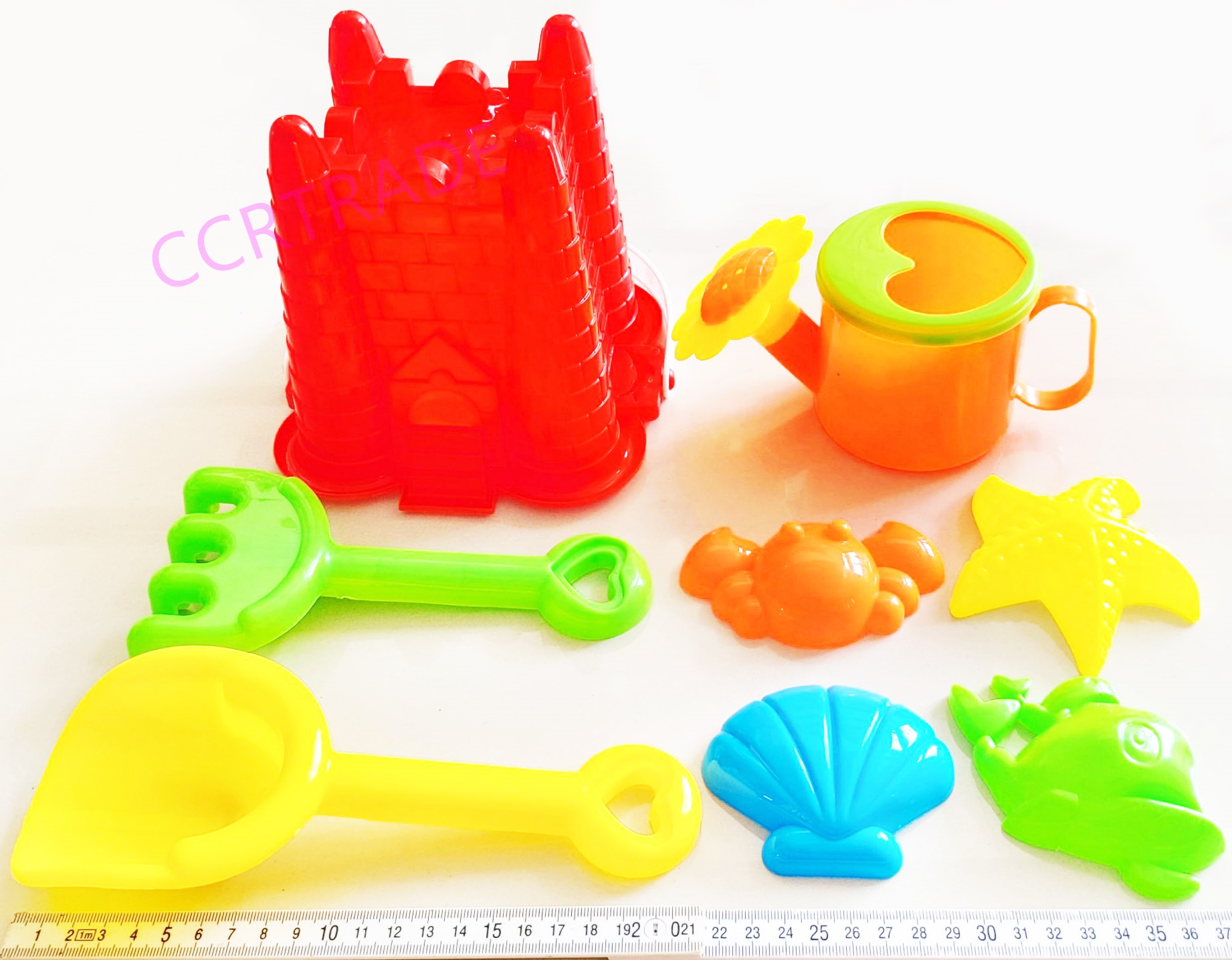 ชุดเล่นทรายปราสาท 7 ชิ้นถุงตาข่าย 15.5x23 ซม.(1x3)