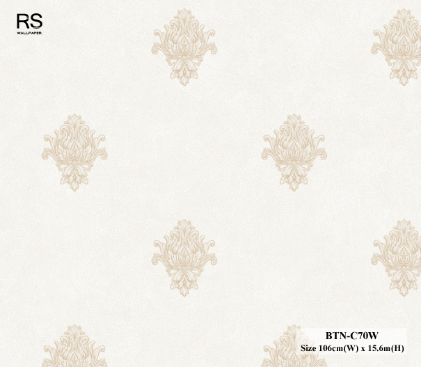 วอลเปเปอร์ลายหลุยส์คลาสสิค สีโอรสรทองพื้นสีครีม BTN-C70W