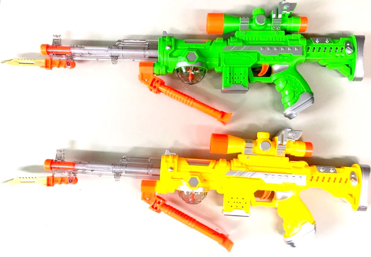 ปืนกลสีสด+ขาตั้ง มีเสียง มีไฟ(ใส่ถ่าน) 54 ซม.(1x3)