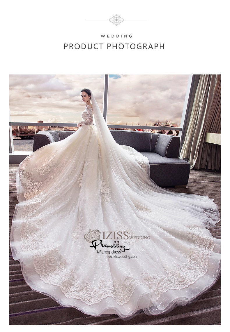 BR335 **พรีออเดอร์**ชุดแต่งงาน&ชุดเจ้าสาวแบบยาวอลังการ สีขาวเกรดพรีเมี่ยม หรูหราน่ารัก สวยโดดเด่นไม่ซ้ำใคร