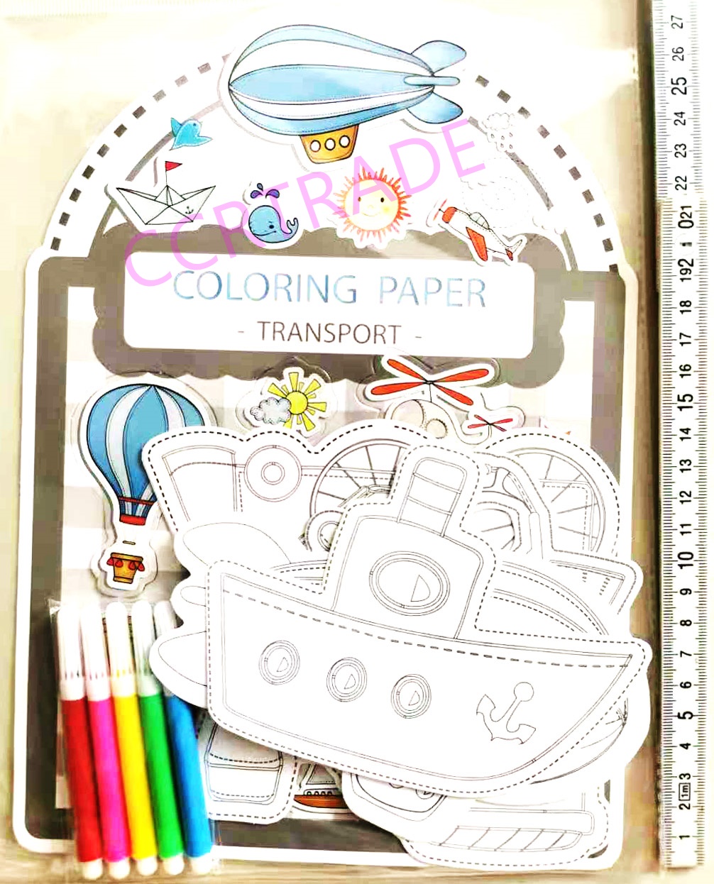 ชุดระบายสีการ์ตูน+ปากกาเมจิ 5 สีถุง 27.5 ซม.(คละแบบ)