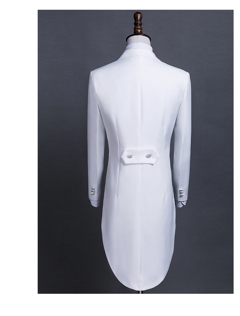 ST133- **พรีออเดอร์**สูททักสิโด้ผู้ชายสีขาว สูททักซิโด้สีดำ แขนยาว พร้อมแถบคาดเอว และกางเกง ชุดสูทเจ้าบ่าว สูทแฟนซี ถ่ายพรีเวดดิ้ง & ชุดแต่งงานแฟนซี (Fancy wedding dress) สูททักสิโด้ผู้ชายสีขาวและสีดำ