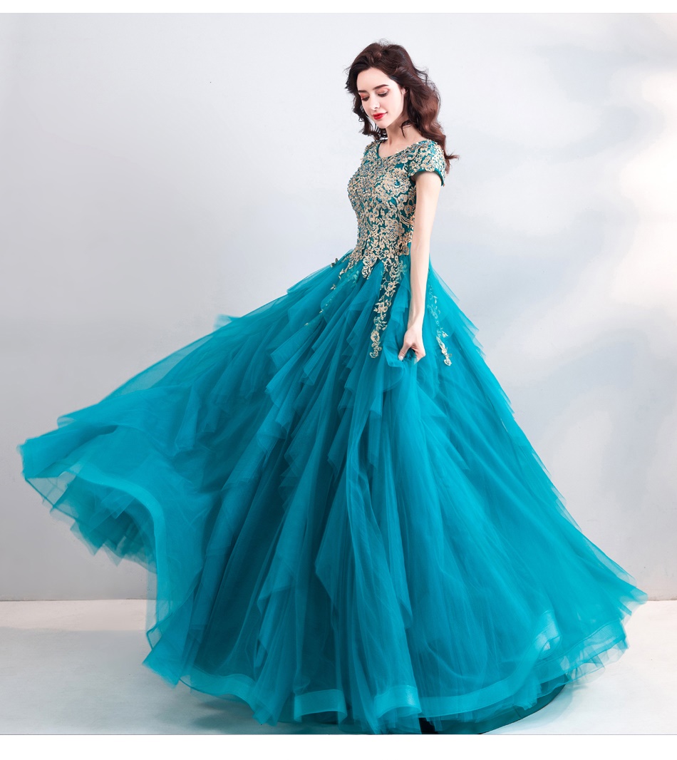 DL093 **พรีออเดอร์** ชุดออกงานสีเขียว ชุดราตรี เดรสยาวออกงาน (Night party dresses) ชุดไปงานแต่งงานสวยๆ "ธีมสีเขียวมรกต"