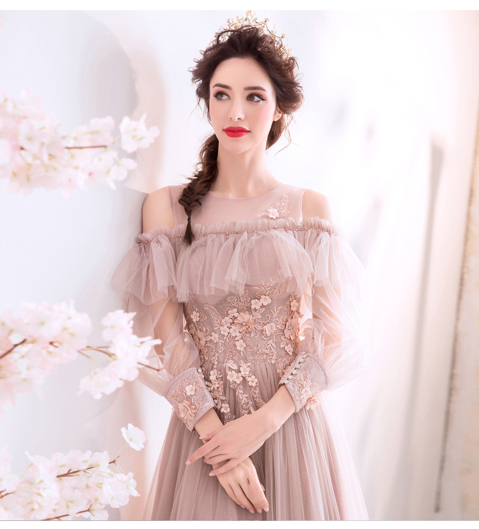 DL109 **พรีออเดอร์** ชุดออกงานสีชมพูกะปิ ชุดราตรี เดรสยาวออกงาน (Night party dresses) ชุดไปงานแต่งงานสวยๆ "ธีมสีชมพูกะปิ"