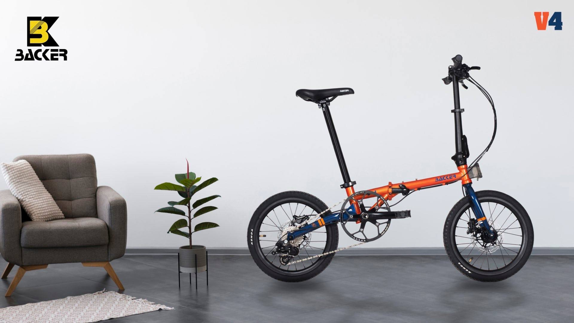 รถจักรยานพับแบบ 16 นิ้ว ยี่ห้อ BACKER รุ่น V4 โครโมลี่