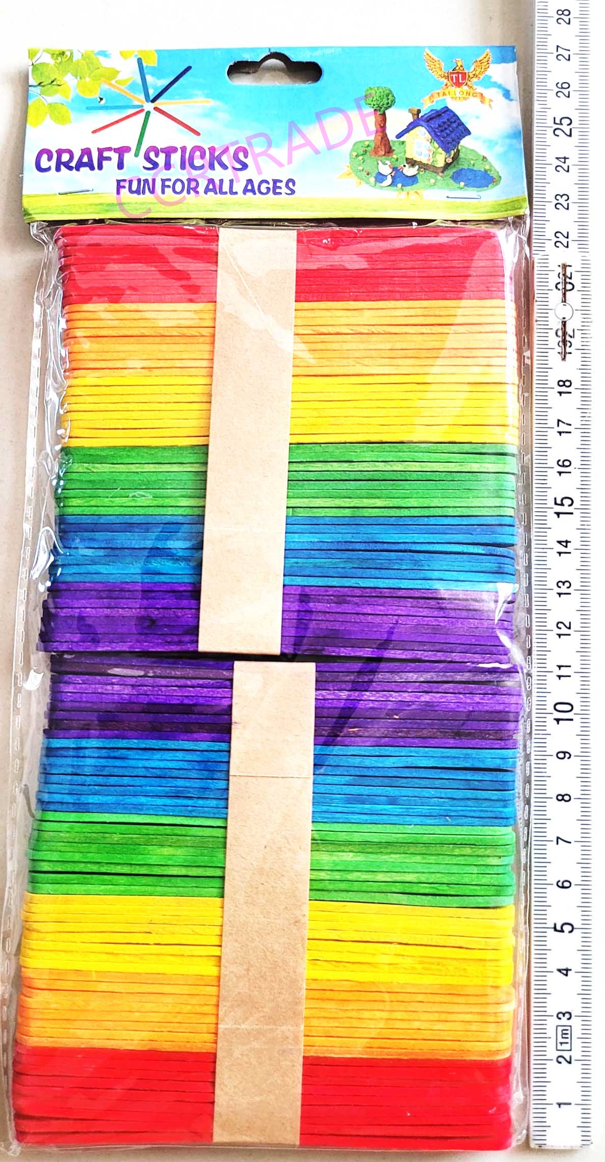 ไม้ไอติมสีสด 100 ชิ้น (10 มิล) ถุง 27.5 ซม.