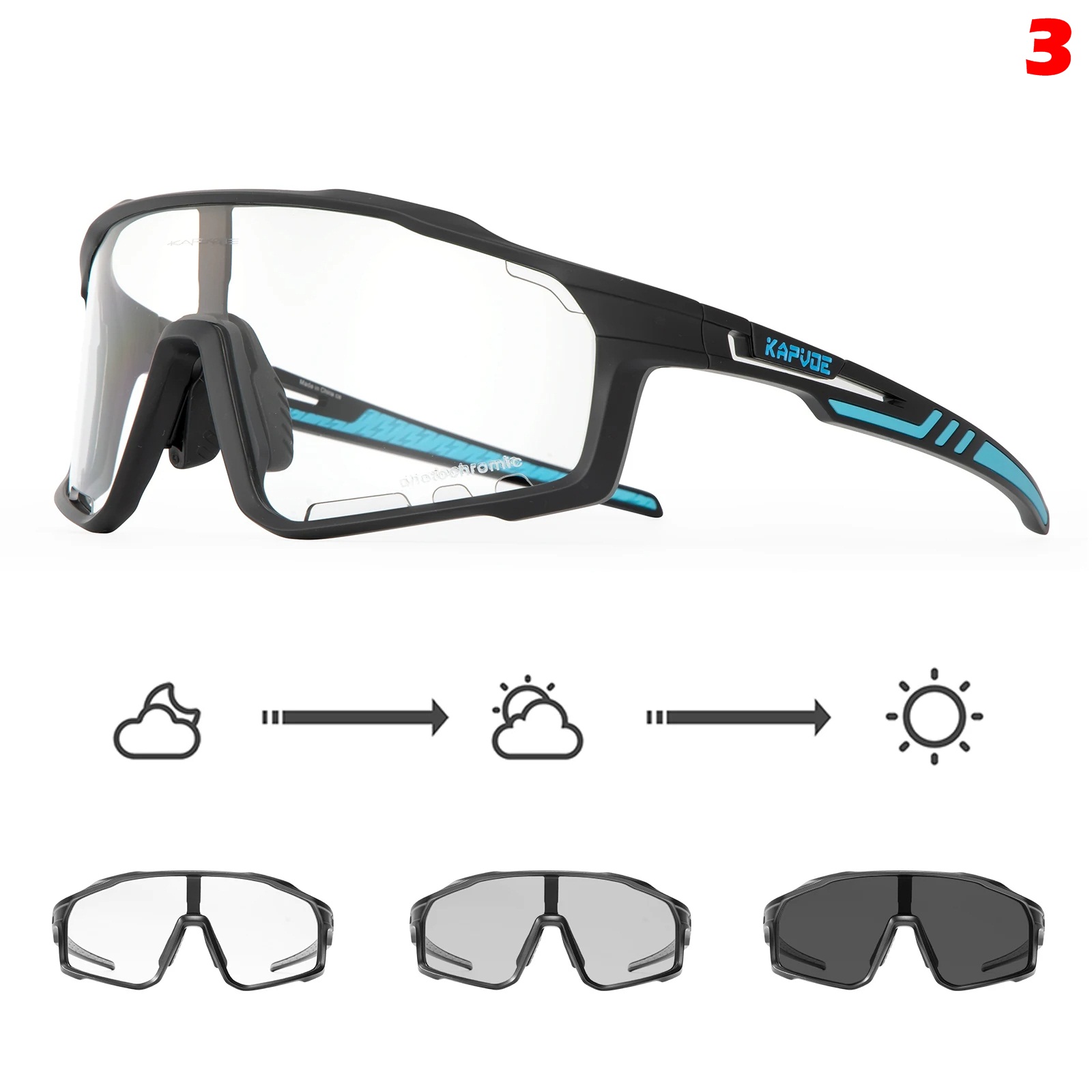 แว่นตากันแดดโฟโตโครมิกปรับแสงออโต้ Kapvoe TK76 X76 ปั่นจักรยาน วิ่ง เดินป่า