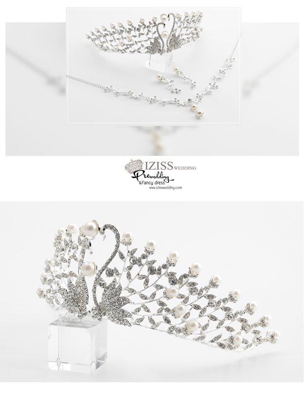 AC020 **พรีออเดอร์**เทียร่า มงกุฎเพชร ต่างหู สร้อยคอเจ้าสาว ชุดเครื่องประดับเจ้าสาวสวยหรูดุจเจ้าหญิง