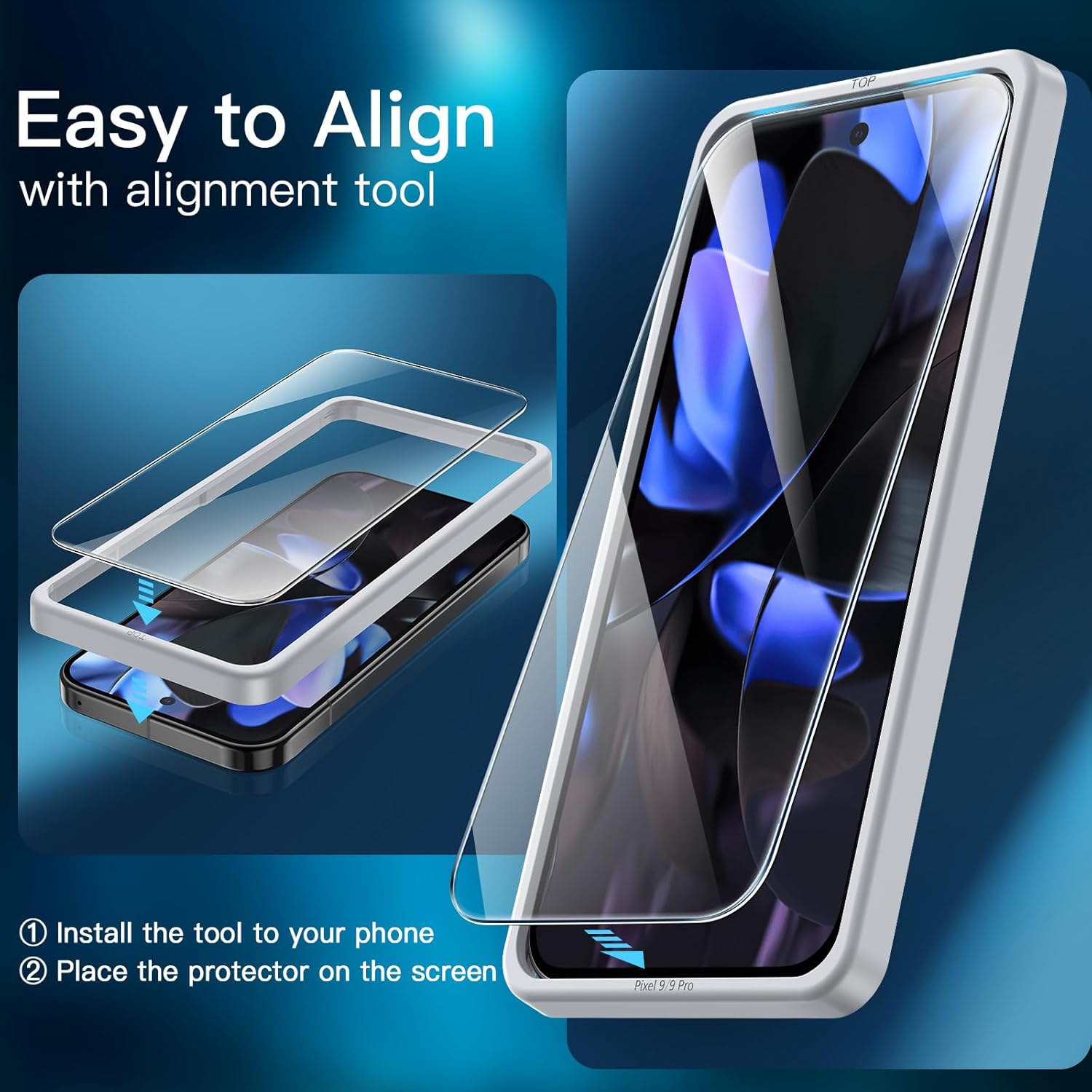 JETech Screen Protector for Google Pixel 9 / Pixel 9 Pro, Tempered Glass Film