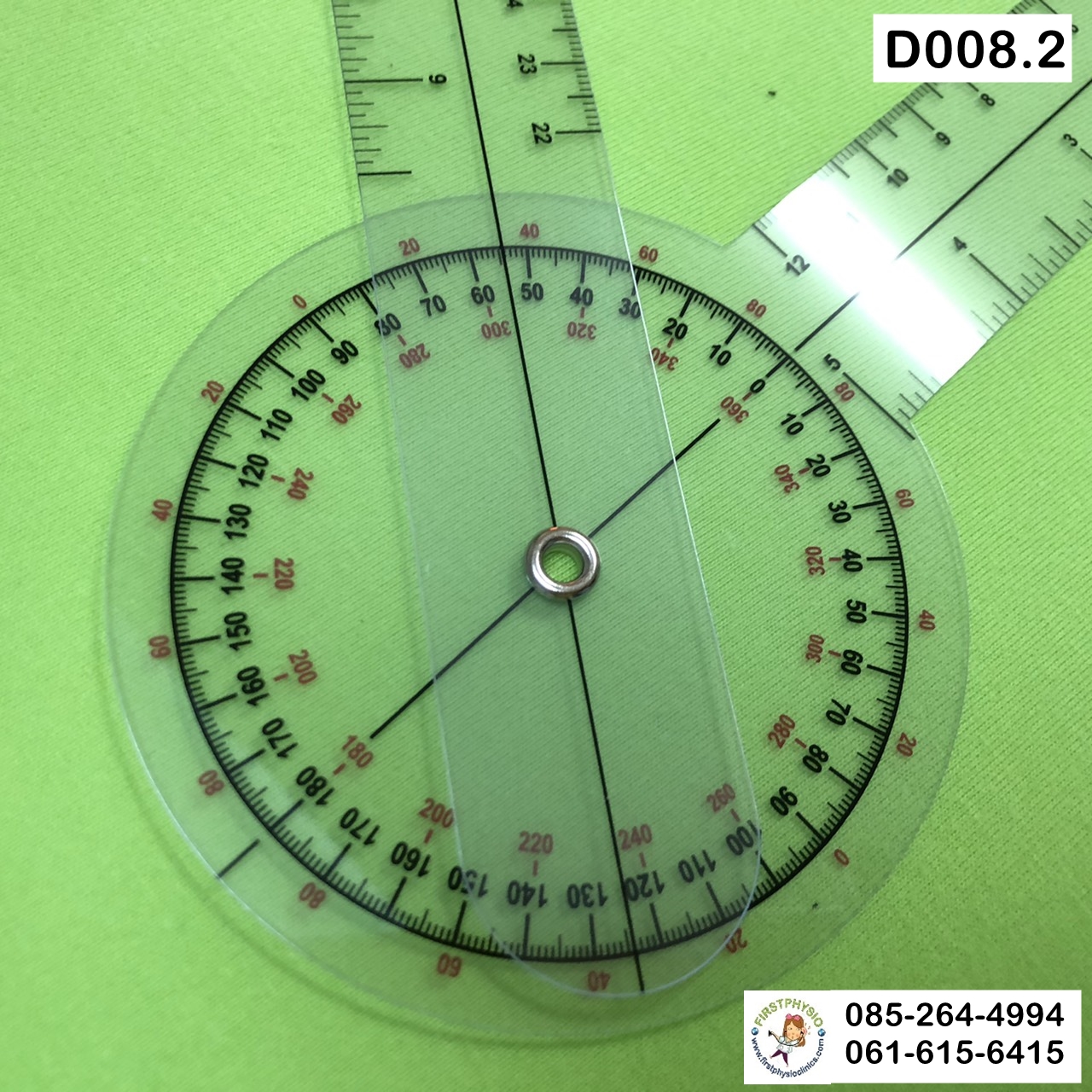 ไม้บรรทัดวัดมุมทางการแพทย์พลาสติก 360 องศา โกนิโอมิเตอร์ ขนาด 8 นิ้ว ไม้บรรทัดวัดองศา Goniometer