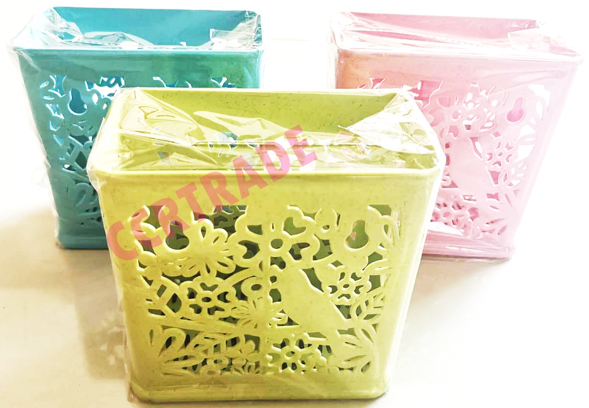 ที่ใส่ช้อน 2 ช่องสีหวาน ลายฉลุ 14.5 ซม.