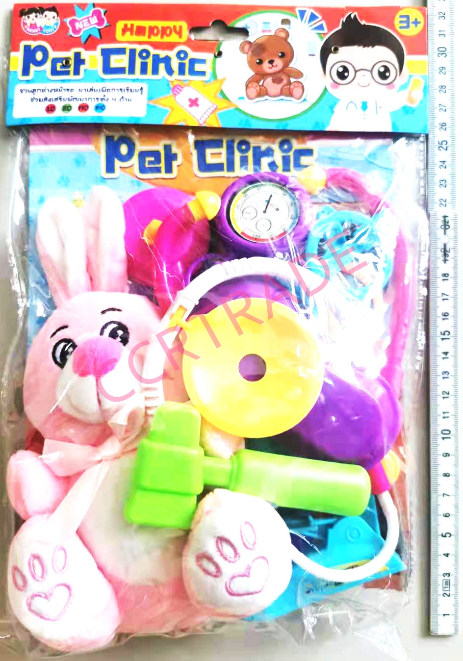 เซ็ทคุณหมอหูฟัง+ตุ๊กตาสัตว์เลี้ยงถุง PVC 22x34 ซม.(1x3)