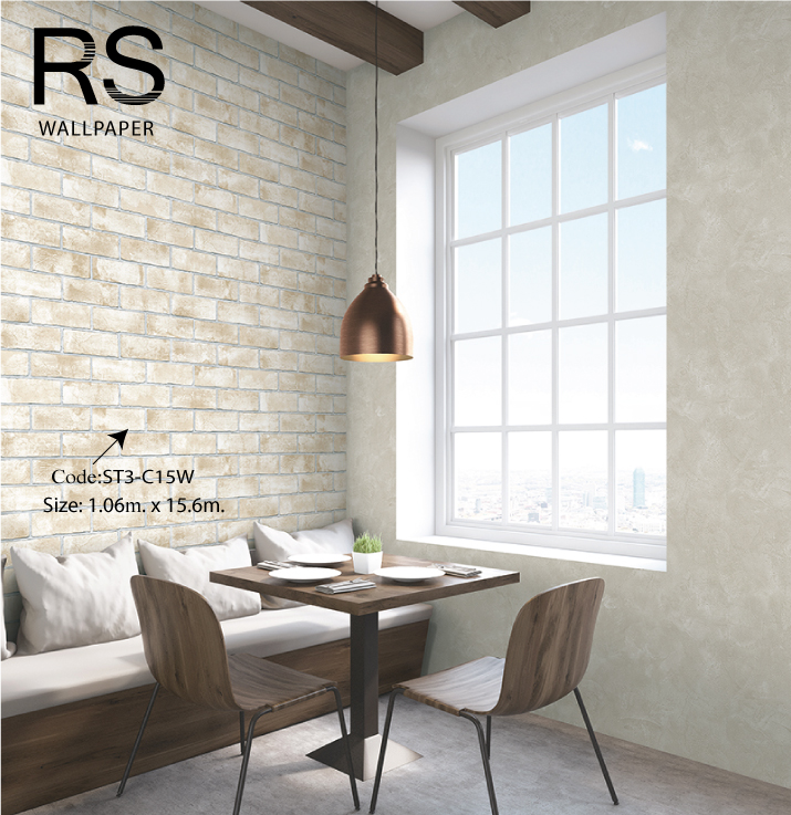 วอลเปเปอร์ลายอิฐสีน้ำตาลอ่อน ST3-C15W