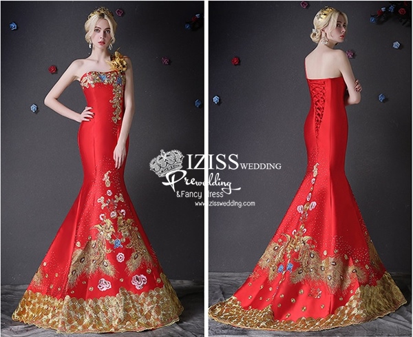 PW436- **พรีออเดอร์สีฟ้าและสีแดง**ชุดกี่เพ้ายาว ชุดยกน้ำชา ชุดถ่ายพรีเวดดิ้ง (prewedding dress) & ชุดแต่งงานแฟนซี (Fancy wedding dress) "ธีมสีฟ้า"