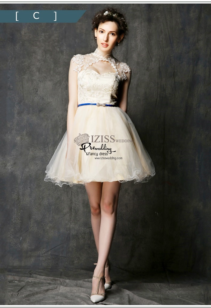 ฺBM0111 - พรีออเดอร์ ชุดเพื่อนเจ้าสาวราตรีสั้นสีครีม น่ารักมากๆค่ะ