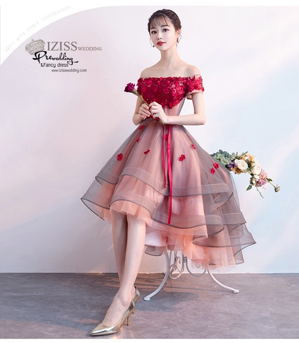 DS038 - Pre order ชุดราตรี เดรสสั้นออกงาน (short dresses) ชุดไปงานแต่งงานสวยๆ "ธีมสีแดง"