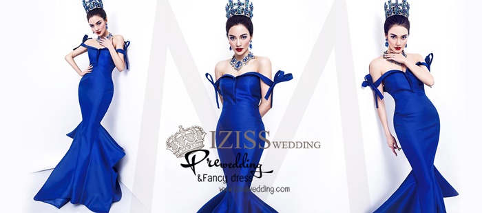 PW277- **พรีออเดอร์** ชุดคู่ถ่ายพรีเวดดิ้ง (prewedding dress) & ชุดแต่งงานแฟนซี (Fancy wedding dress)ชายหญิง "ธีมสีน้ำเงิน"
