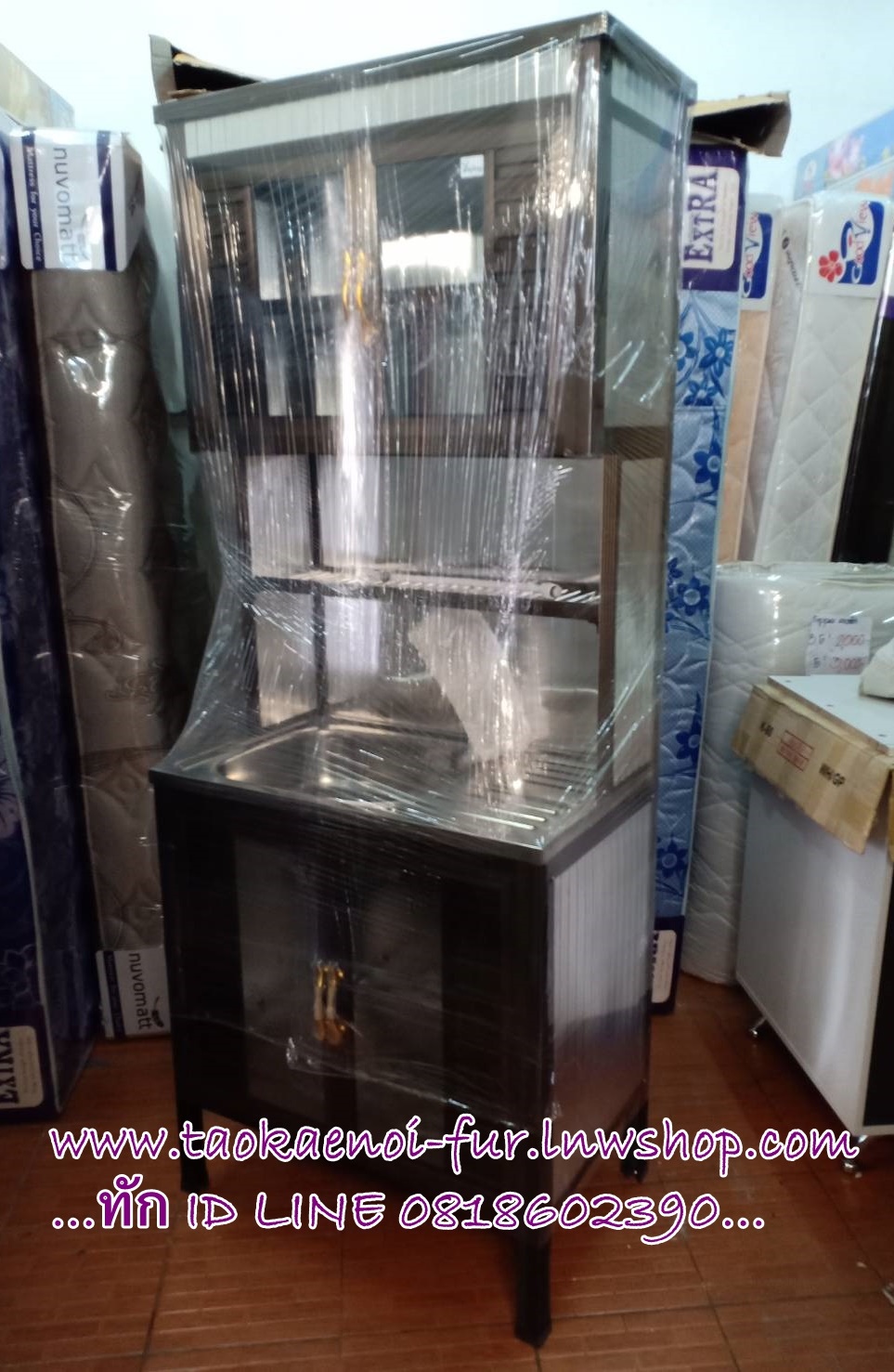 TSL-L ตู้ซิงค์-สูง (เสาเหลี่ยม+ขอบเหลี่ยม) โครงมีเนียม