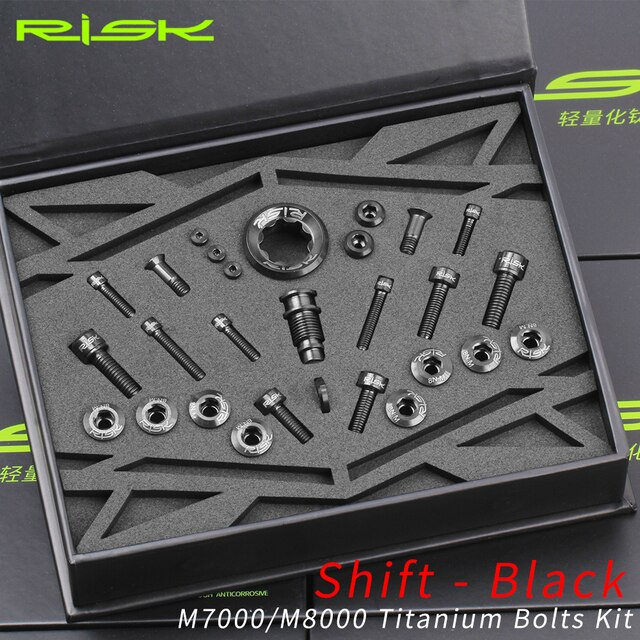 ชุดเซ็ตน็อตไทเทเนี่ยมแท้ RISK สำหรับชุดขับจักรยาน SHIMANO XT M7000 M8000 Titanium Bolts Screws