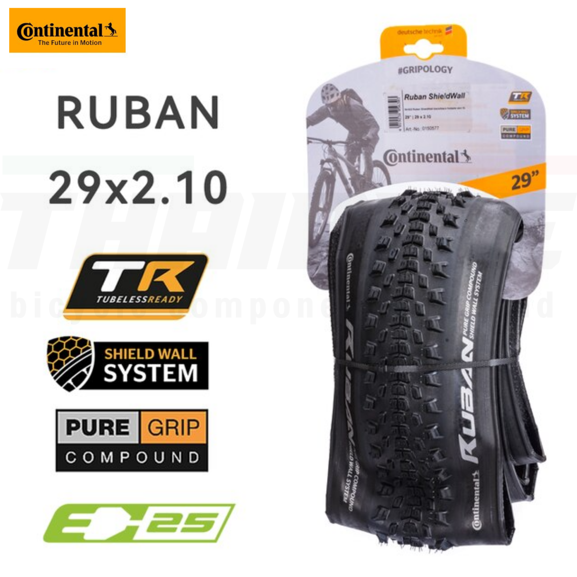 ยางนอกจักรยานเสือภูเขาขอบพับ Continental รุ่น RUBAN ขนาด 29X2.1 29X2.3