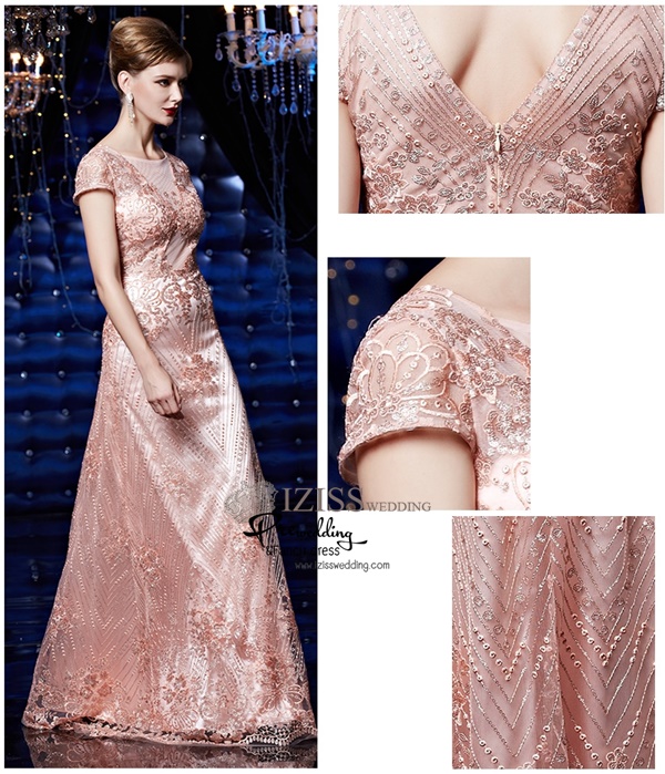 T020**พรีออเดอร์เดรสสีชมพู**ชุดราตรียาวสีชมพูทั้งชุด แขนสั้น เล่นดีเทลตกแต่งเลื่อมทั้งชุด ชุดเข้ารูป สวยหรู งานเกรดพรีเมี่ยม ไฮโซมากๆ ค่ะ