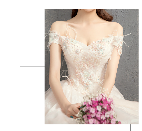 BR364 **พรีออเดอร์**ชุดแต่งงาน&ชุดเจ้าสาวแนวเรียบหรู สีขาวเกรดพรีเมี่ยม น่ารัก สวยโดดเด่นไม่ซ้ำใคร