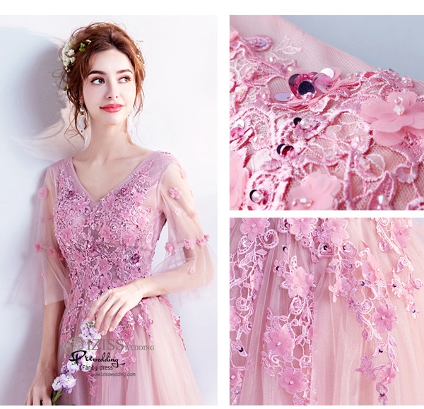 DL031 - **พรีออเดอร์** ชุดราตรี เดรสยาวออกงาน (Night party dresses) ชุดไปงานแต่งงานสวยๆ "ธีมสีชมพูกะปิ"