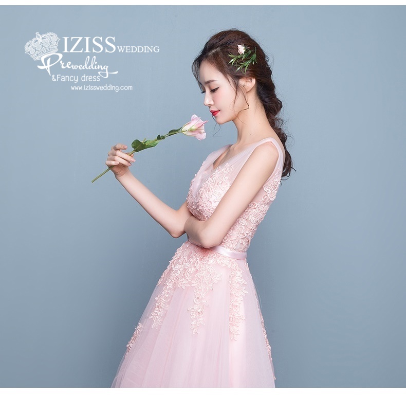 DS008 - **Pre order**ชุดราตรีหรู เดรสสั้นออกงาน (short dresses) ชุดไปงานแต่งงานสวยๆ ชุดยกน้ำชา "ธีมสีชมพูโอโรส"