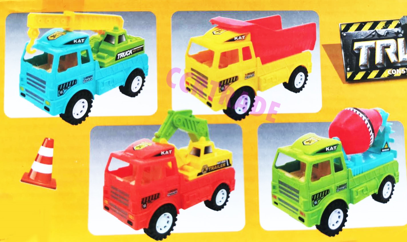 รถก่อสร้างสีสด2 ชิ้น มีลานฝาครอบ 37 ซม.(1x3)