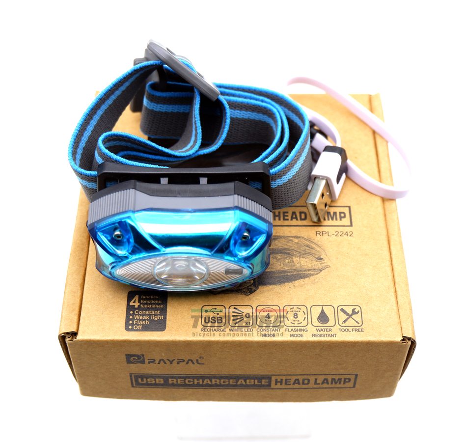 ไฟจักรยานแบบคาดหัวไฟสีขาว RAYPAL USB Rechargeable Head Light รุ่น RPL2242