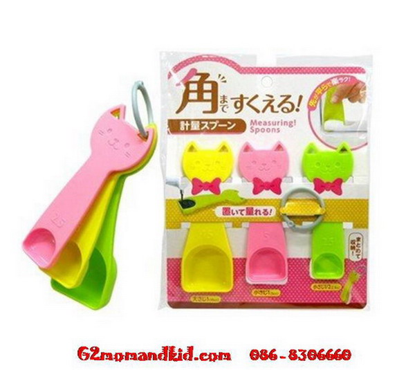 ++พร้อมส่ง++ ช้อนตวง ด้ามจับ ลาย แมว 3 สี 3 ขนาด สินค้านำเข้า japan ค่ะ