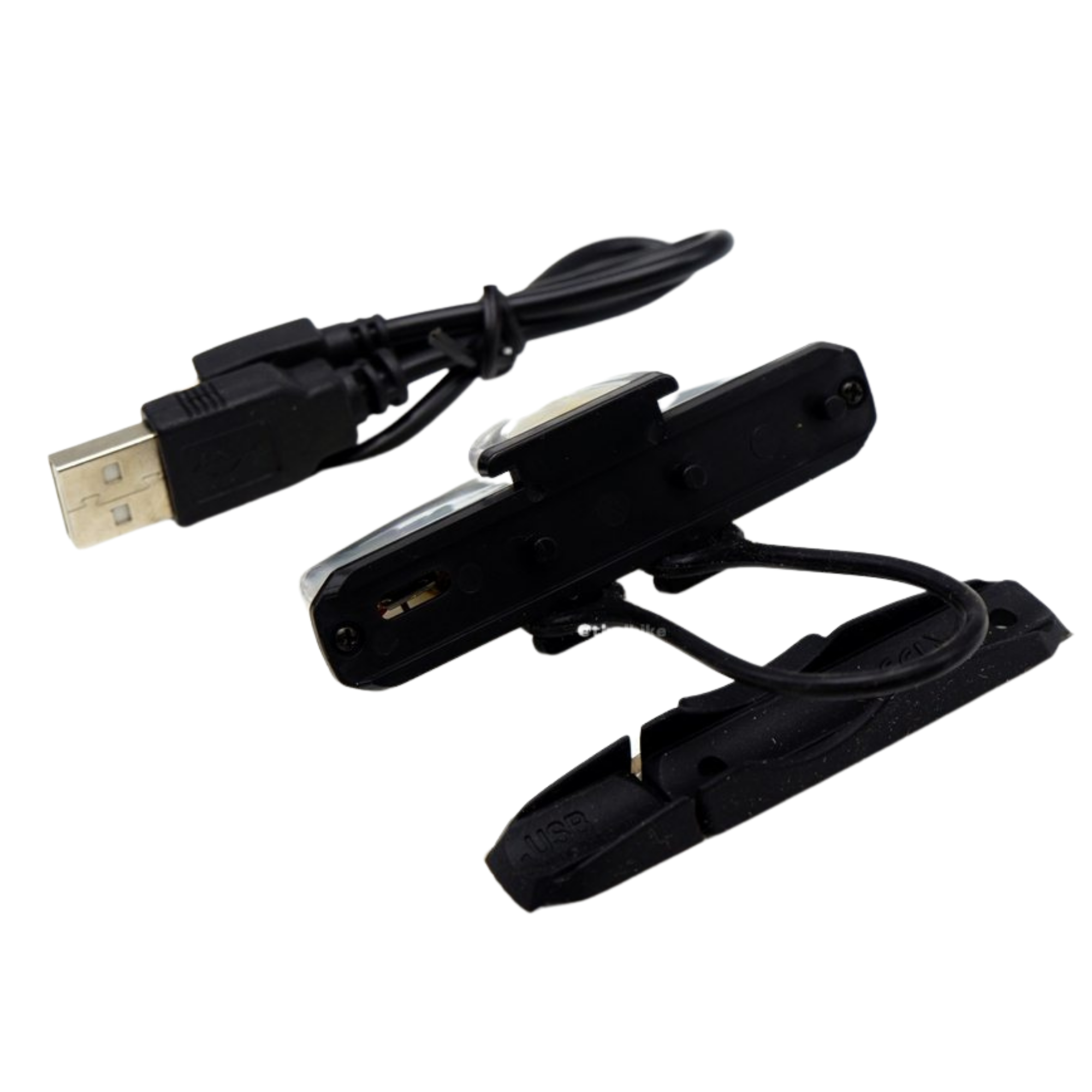 ไฟท้าย ไฟหน้า จักรยานไฟสีขาว ชาร์จ USB ยี่ห้อ SOLDIER แพคถุง