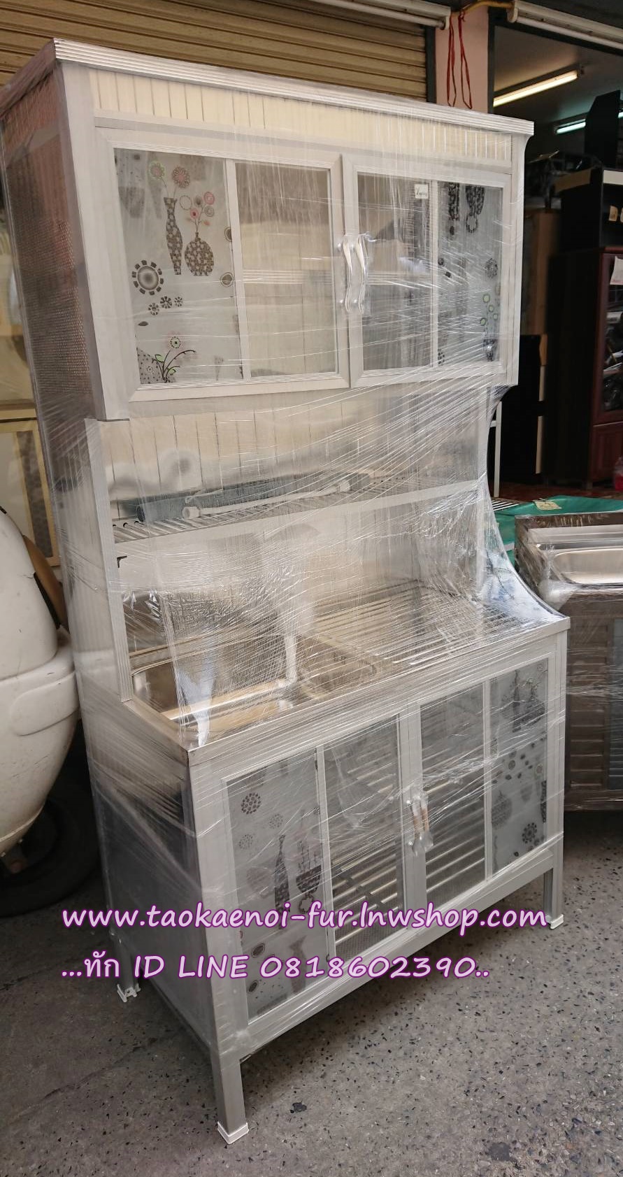 TSL-L ตู้ซิงค์-สูง (เสาเหลี่ยม+ขอบเหลี่ยม) โครงมีเนียม