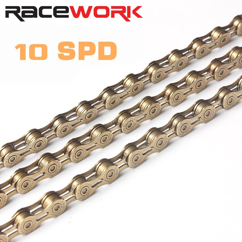 โซ่จักรยานเสือหมอบ เสือภูเขา RACEWORK สีทอง/สีรุ้ง 9SPD 10SPD 11SPD