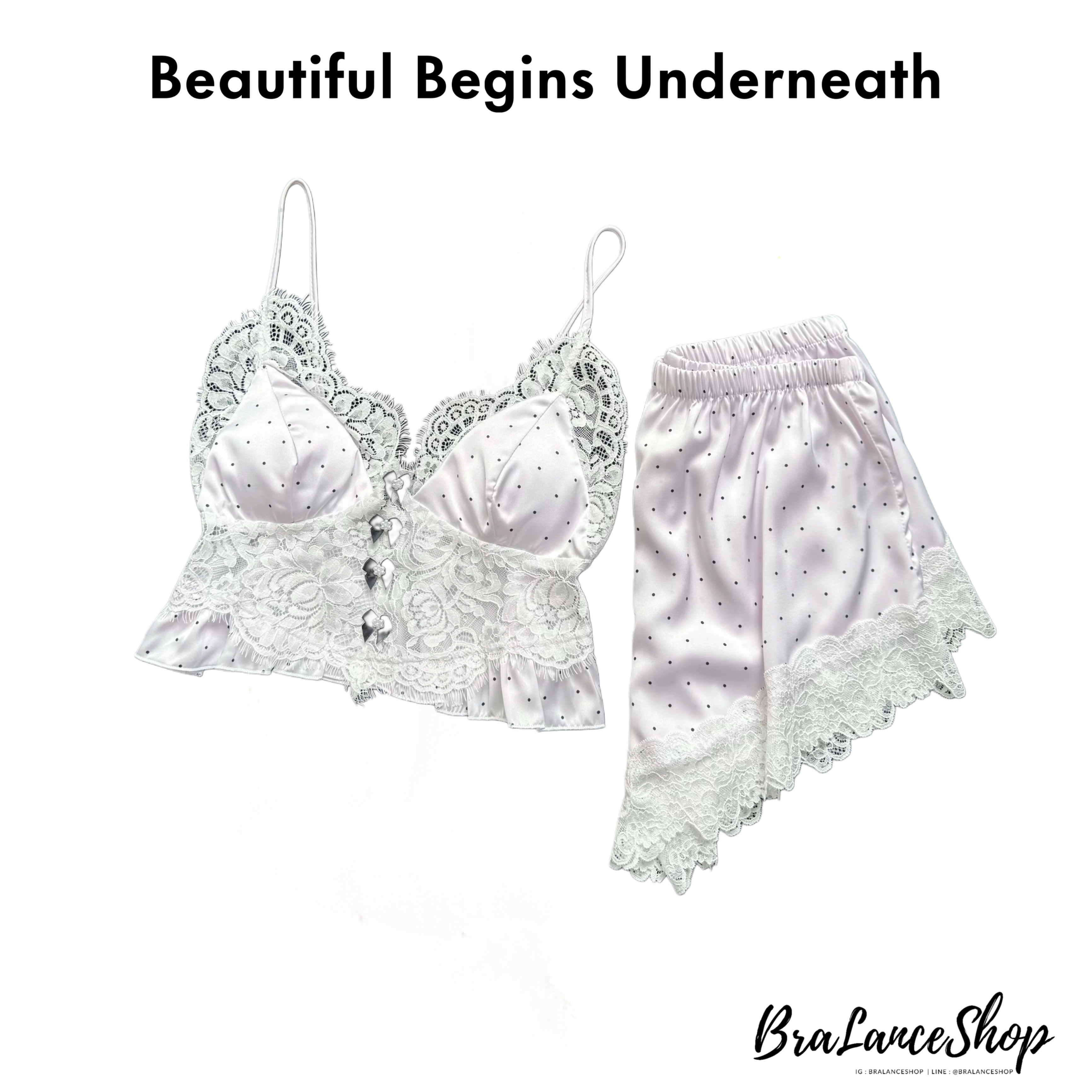 BLS✿E1004 ชุดนอนลูกไม้ สายเดี่ยวขาสั้น สุดคิ้วท์