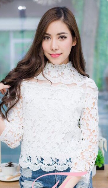 เสื้อลูกไม้สไตน์เกาหลี เสื้อลูกไม้สไตน์วัยรุ่น เสื้อใส่ผ้าซิ่น เสื้อลูกไม้แขนยาว 5 ส่วน เสื้อลูกไม้ใส่กับผ้าซิ่น สำเนา