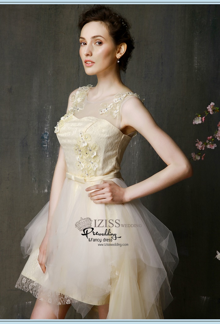 ฺBM0109 - พรีออเดอร์ ชุดเพื่อนเจ้าสาวราตรีสั้นสีครีมและสีโอโรส สวยมากๆค่ะ