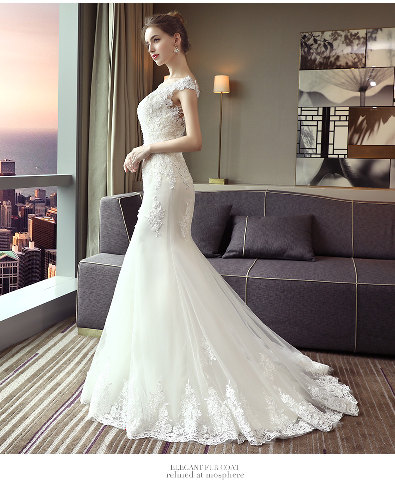 BR248 **พรีออเดอร์**ชุดแต่งงาน&ชุดเจ้าสาวแบบยาวสีขาวเกรดพรีเมี่ยม เปิดไหล่ มีแขน หรูหราน่ารัก สวยโดดเด่นไม่ซ้ำใคร