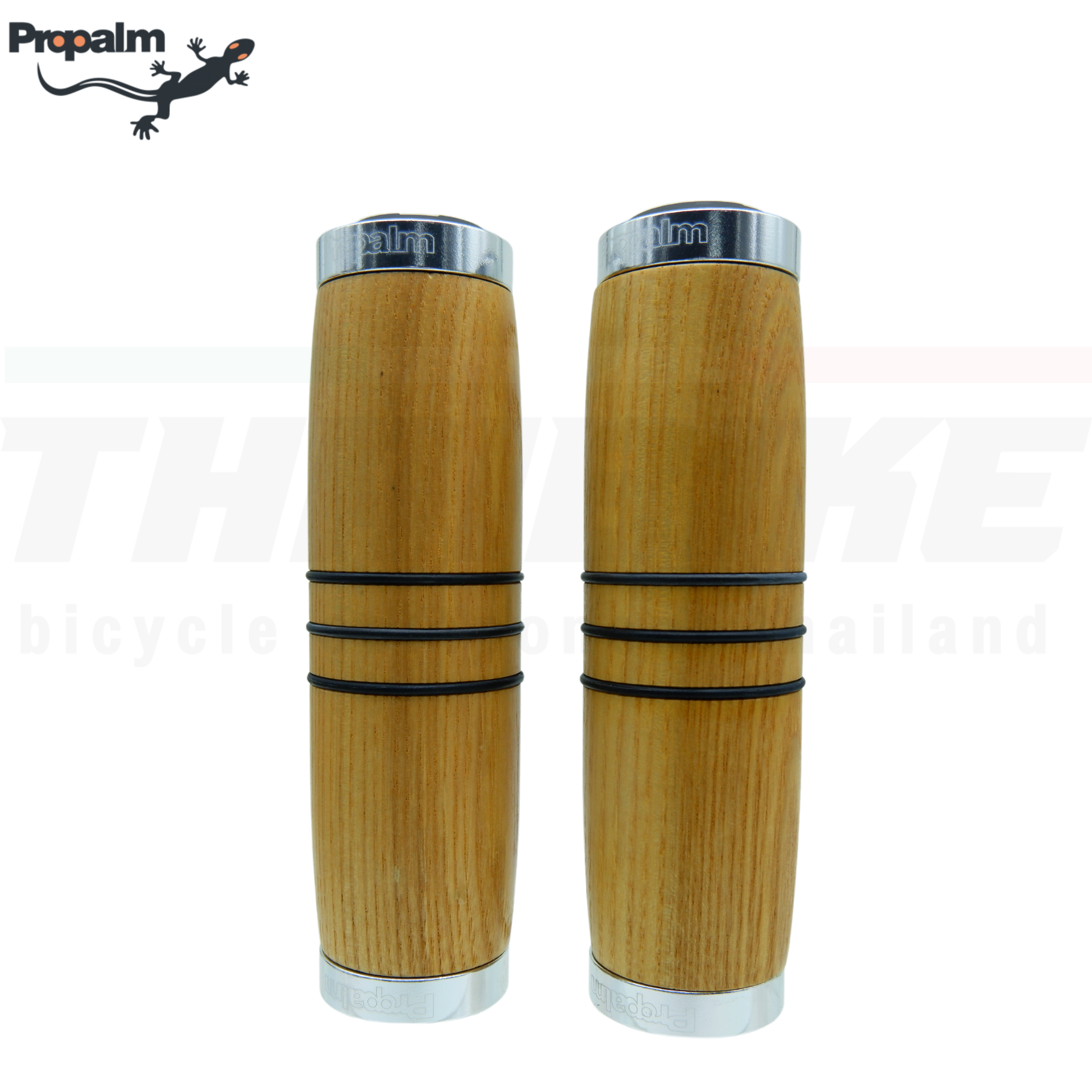 ปลอกแฮนด์จักรยานไม้แท้ PROPALM WOODEN GRIP HY-9402EP ANODIZED AL CAP 130MM