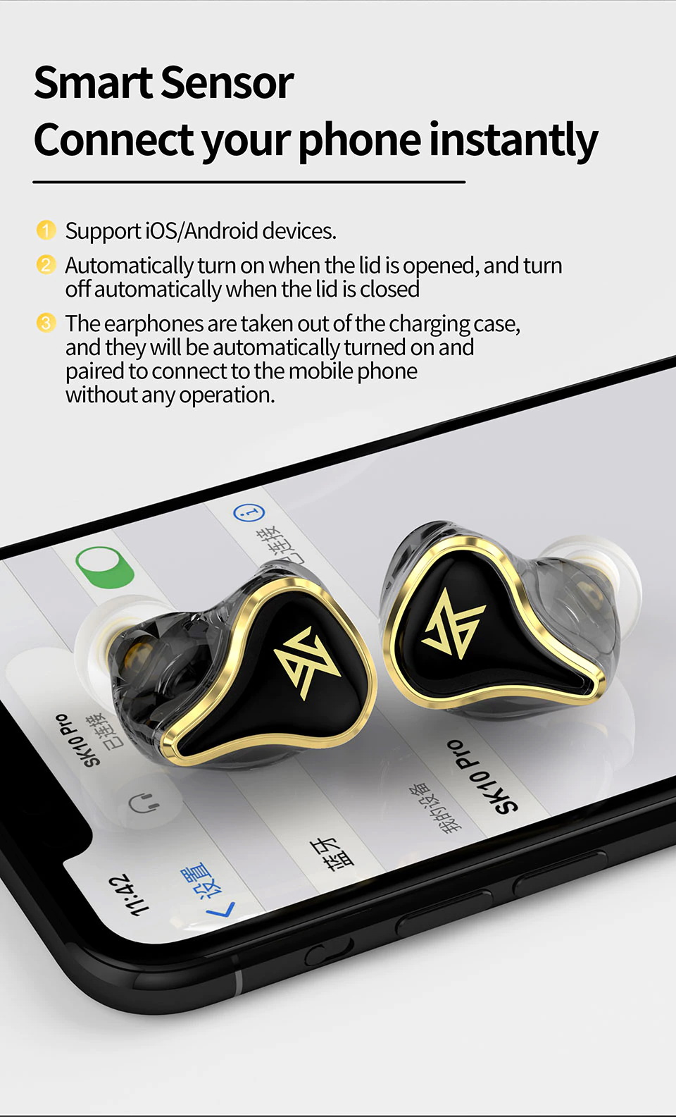 KZ SK10 PRO หูฟัง TWS 2 ไดรเวอร์ 1BA+1DD ประกันศูนย์ไทย