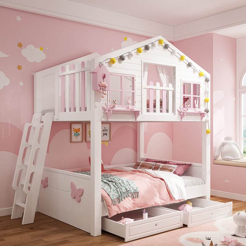 เตียง 2 ชั้นรุ่น Tree House สีชมพู