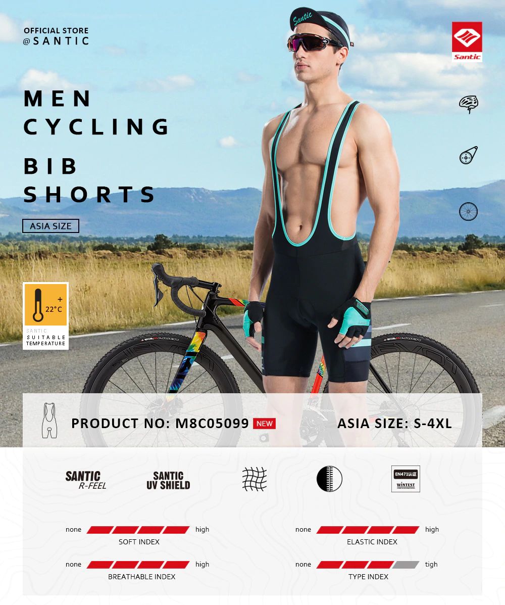 กางเกงเอี้ยมปั่นจักรยาน SANTIC Trisuit c05099 ของแท้