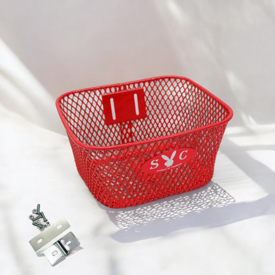ตะกร้าหน้าจักรยานเด็กSYCของแท้สีสดใสแข็งแรงติดตั้งง่ายเหมาะสำหรับจักรยาน12‑16นิ้ว