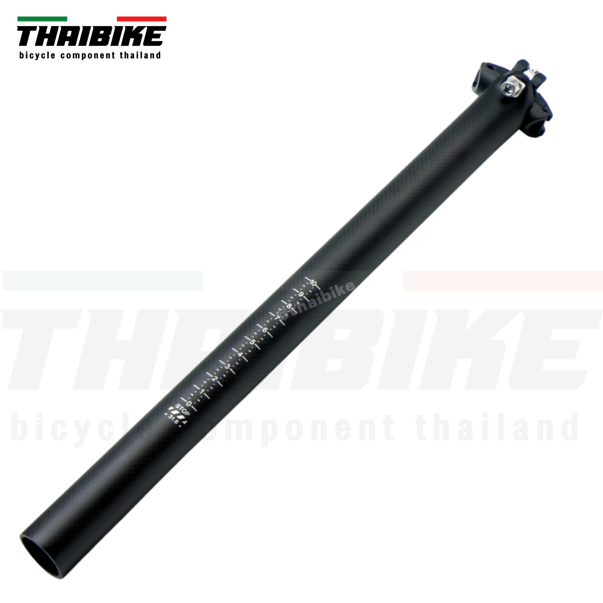 หลักอานจักรยานคาร์บอนแบบตรง THAIBIKE ขนาด 27.2 31.6 ยาว 400 มม.